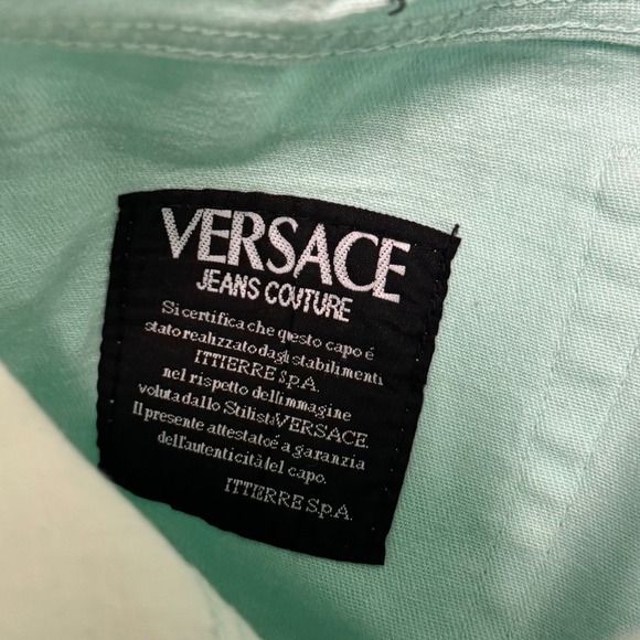 Versace Jeans Couture Pants Womens 26 Mint Green Good High Rise Tapered Italy - Picture 9 of 12